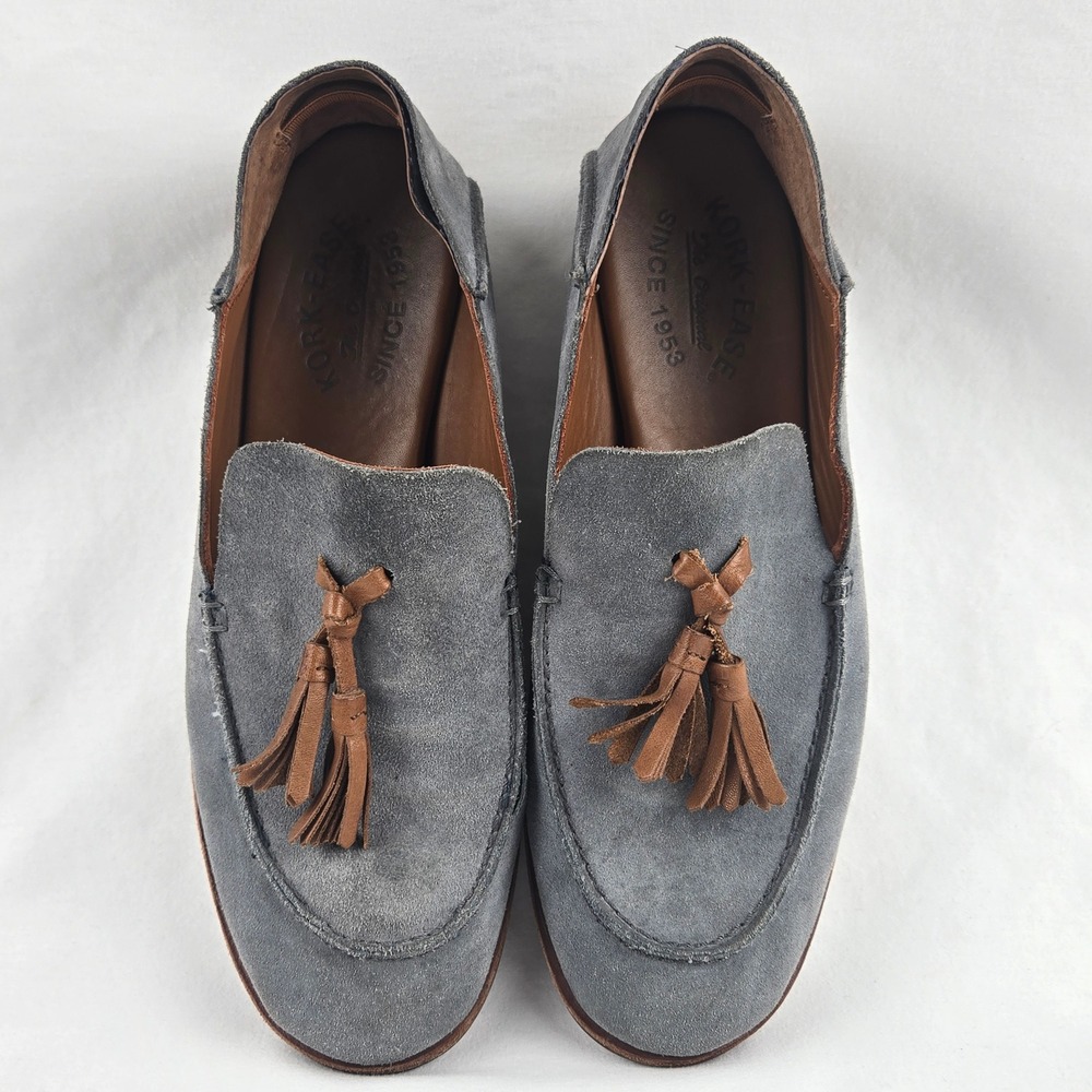 Kork-Ease Gray Suede Tassel Loafers Women's‎ 7.5M Slip-On Leather Shoes